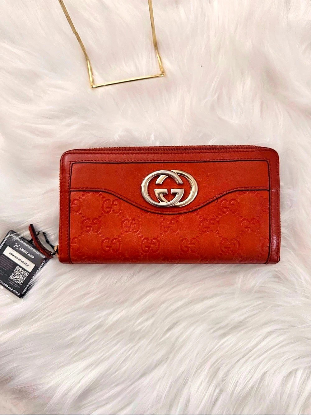 Gucci Guccissima Sukey Zip Around Leather Wallet